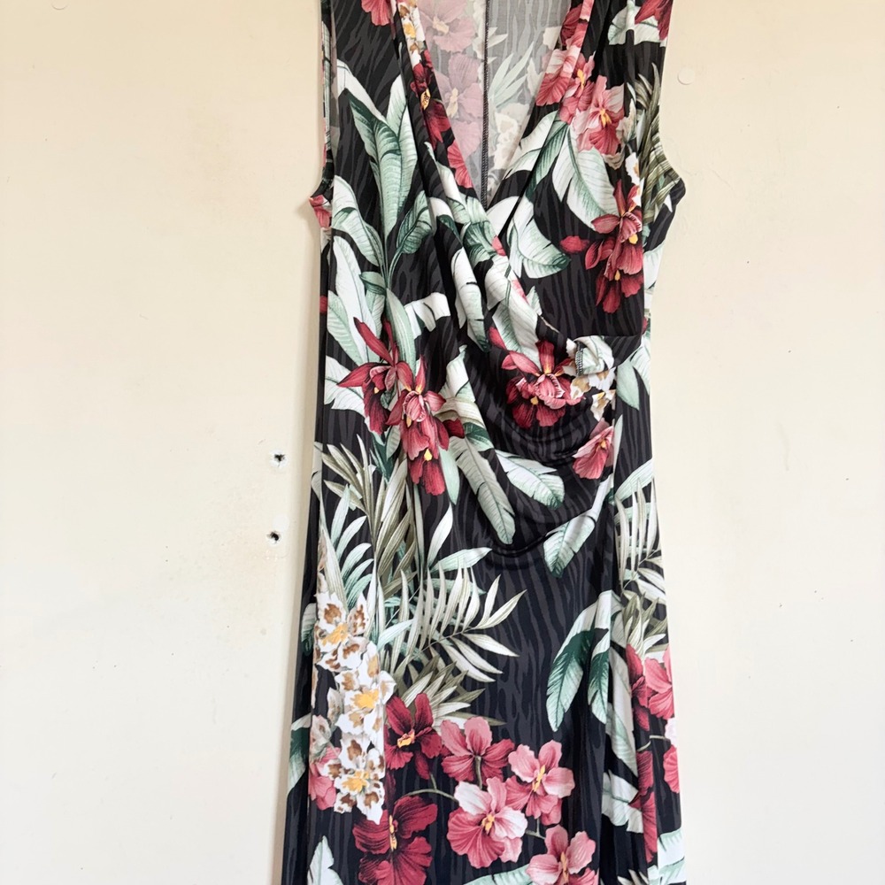Tommy Bahama Hibiscus Tropical Floral Sleeveless Maxi Dress Small Black - Picture 12 of 16